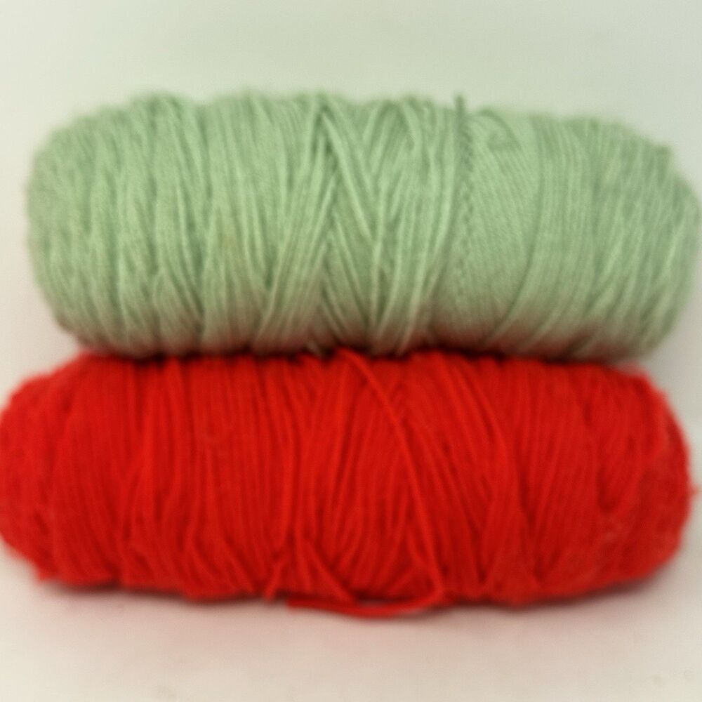 Unmarked Acrylic Yarn Lot of 2 Skeins Sage Green Red Medium 4 Crafting Knitting